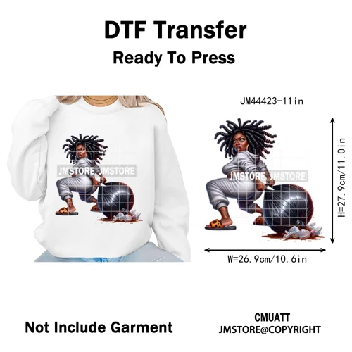 Sassy Facial Expressions Black Girl Housewife Remote Work Iron on Washable DTF Transfers Stickers Ready to Press for Sweatshirts