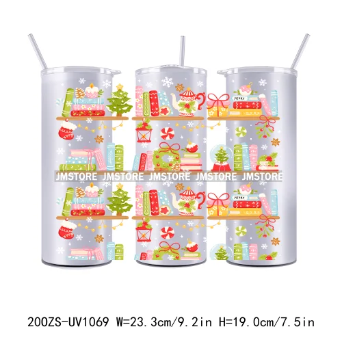 Girly Holiday Christmas Trees 20OZ Tumbler Wraps Ready To Ship UV DTF Transfer Stickers Waterproof Prints For Skinny Tumbler