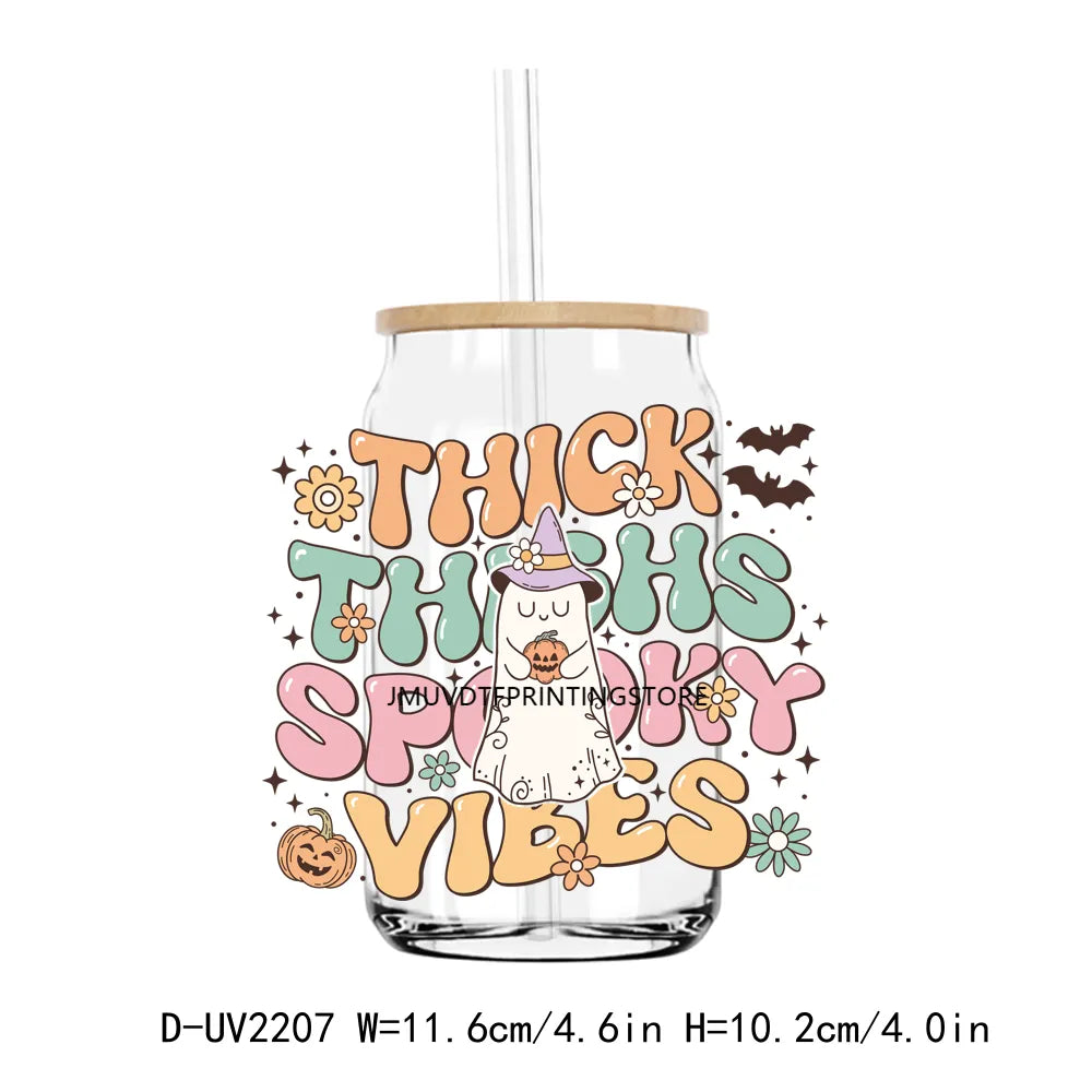 Sweet Spooky Hippie Halloween Boo Vibes UV DTF Transfers Stickers Decals For Libbey Cold Cups Mugs Tumbler Waterproof DIY Craft