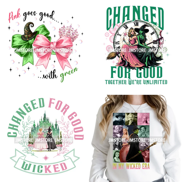 In My Witch Era Pink Goes With Green Coquette Bow Magic Broom Iron on DTF Washable Transfers Stickers Ready to Press for Textile