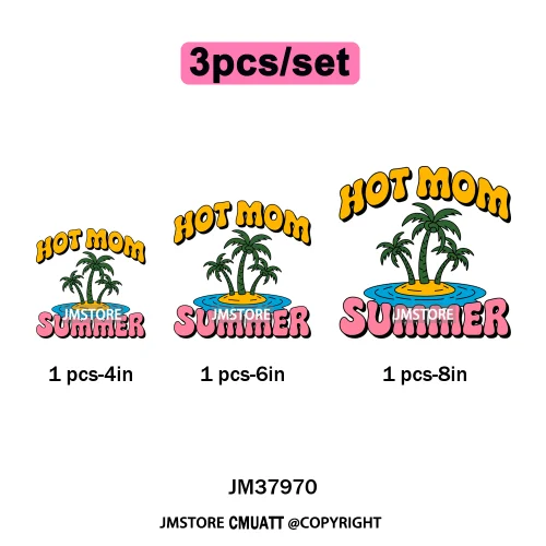 Hello Summer Beach Vibes Stay Cool Live In Sunshine Hot Mom Cowgirl Iron on DTF Transfers Stickers Ready to Press for T-shirts
