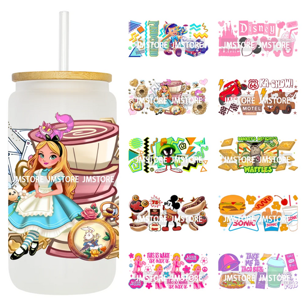 Cartoon Soft Drink Dessert UV DTF Stickers Ready To Transfer Cup Wrap Custom Labels DIY Craft For Libbey Can Glass Tumblers Mugs