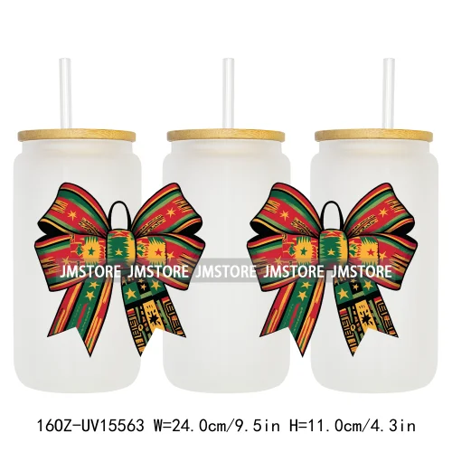 1865 Juneteenth Black History Month UV DTF Cup Wraps Ready To Apply CustomTransfer Stickers For 16OZ Libbey Glass Can Tumbler