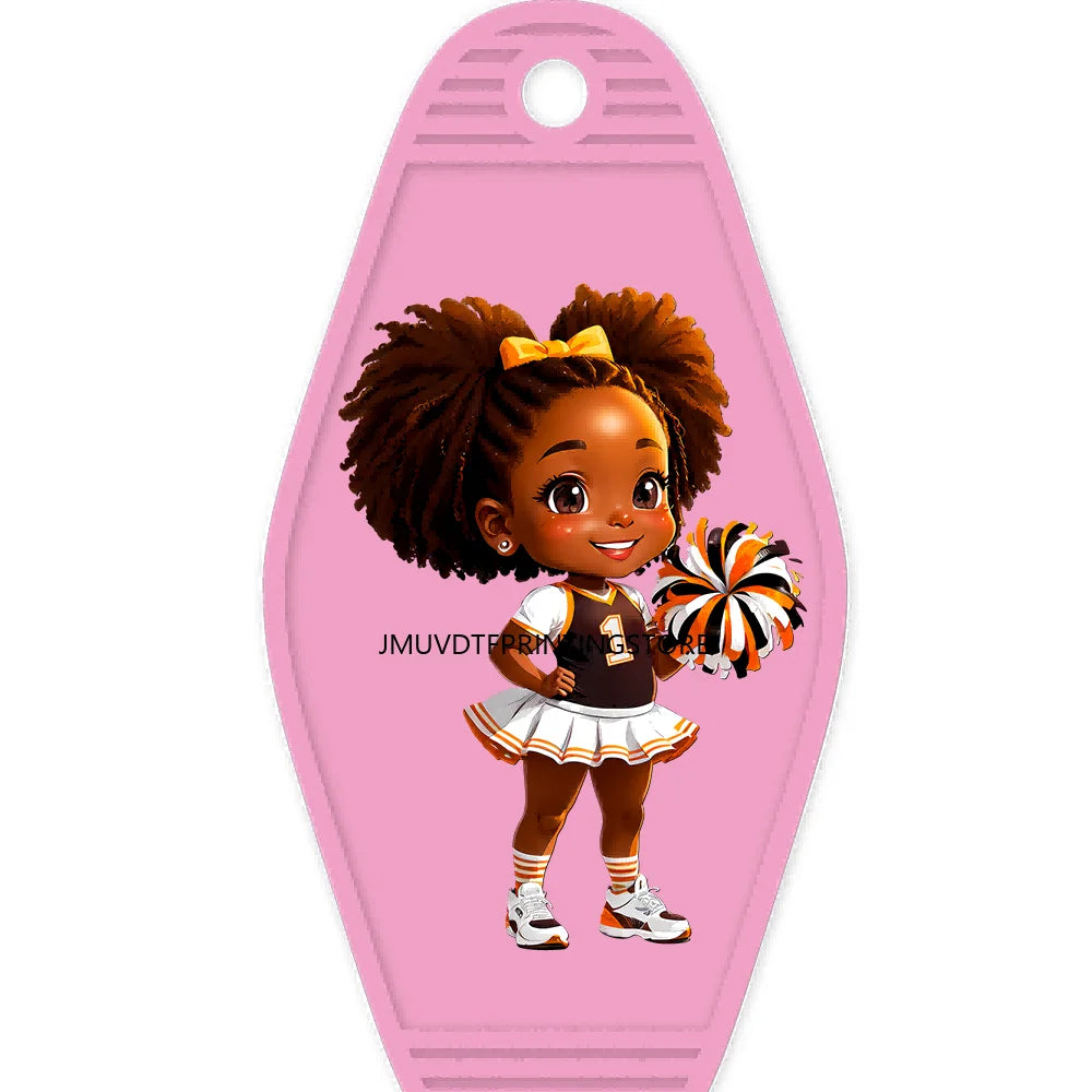 Cute Basketball Girl Players High Quality WaterProof UV DTF Sticker For Motel Hotel Keychain Cheerleading Girls