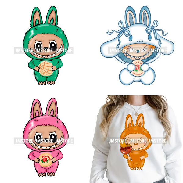 New Cartoon Doll Character With Mexican Food Iron on DTF Washable Heat Transfers Stickers Ready to Press for Textile Bags