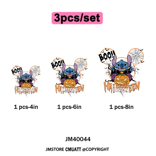 Happy Halloween Nightmare Cartoon Character Pumpkin Skeleton Iron on DTF Washable Transfers Stickers Ready to Press for T-shirts