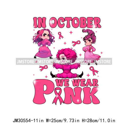 Pink Ribbon Fight Cancer Winner Horror Character Breast Cancer Awareness Iron On DTF Transfer Sticker Ready To Press For Clothes