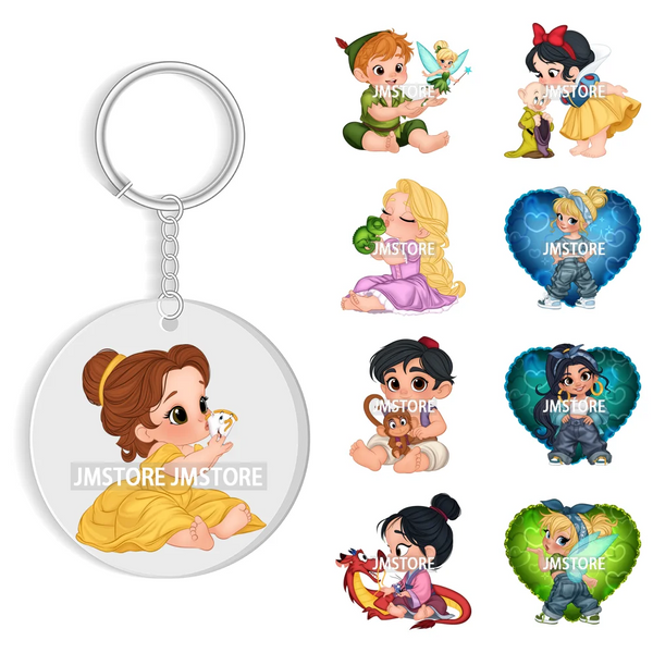 Cartoon Princess In My Villains Era UV DTF Decal Round Keychain Ready To Apply WaterProof Transfer Stickers For Circle Keychain