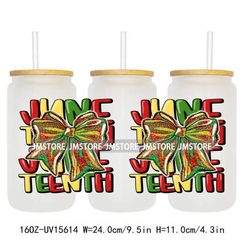 Juneteenth Vibes Sneaker And Heel Afro Woman 16OZ UV DTF Cup Wraps Ready To Apply Transfer Stickers For Libbey Glass Can Tumbler