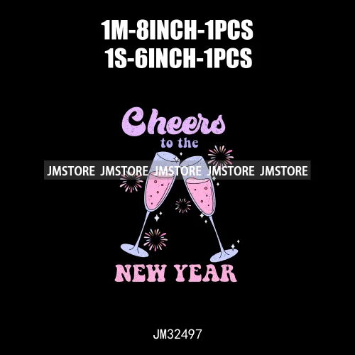 Cheers To The New Year 2025 Eve Peace Love Party Disco Ball Iron On DTF Transfers Stickers Ready To Press For Clothing Bags