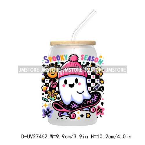 Trick or Teach Ghouls Halloween UV DTF Transfer Stickers Decals For Libbey Cold Cups Mugs Tumbler Waterproof Label Spooky Season