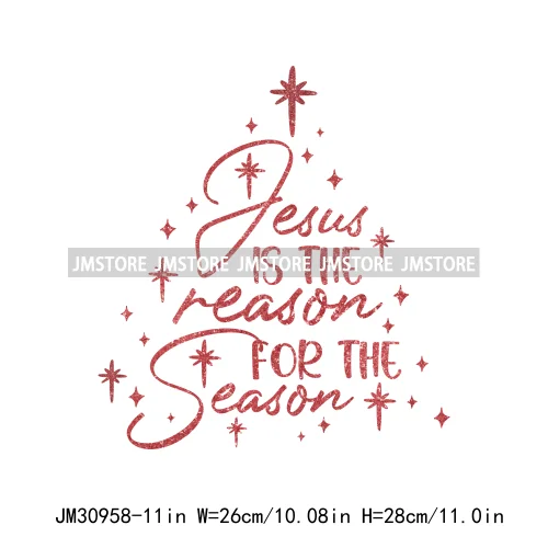 Christian Jesus True Story Religious Bible Verse Santa Christmas Saying Iron On DTF Transfer Stickers Ready To Press For Hoodies