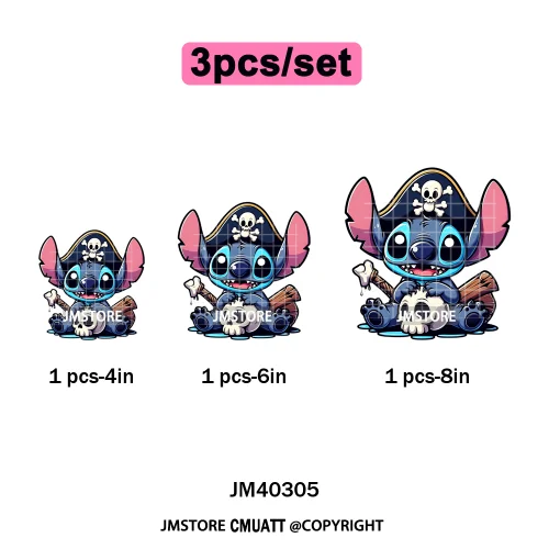 Cute Cartoon Blue Animal Princess Best Friends Designs Iron on DTF Washable Transfers Stickers Ready to Press for Clothing Bags
