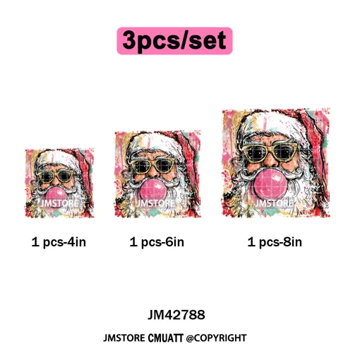 Preppy Brushstroke Gingerbread Santa Bow Tree Merry Christmas Girly Iron on DTF Transfers Stickers Ready to Press for T-shirts