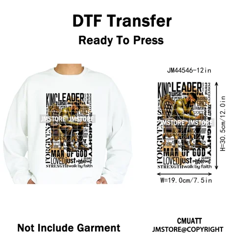 Bible Inspirational Quotes Black Prayer Men of God Religious Iron on Washable DTF Transfers Stickers Ready to Press for Textiles