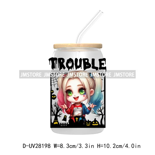 Cartoon Princess Couple Halloween Double Trouble UV DTF Transfer Stickers Decals For Libbey Cold Cup Mug Tumbler Waterproof Logo