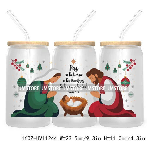 Mexican Gingerbread Christmas Pan Dulce UV DTF Cup Wrap For Libbey Glass Can Transfer Stickers Waterproof Labels Tis The Season