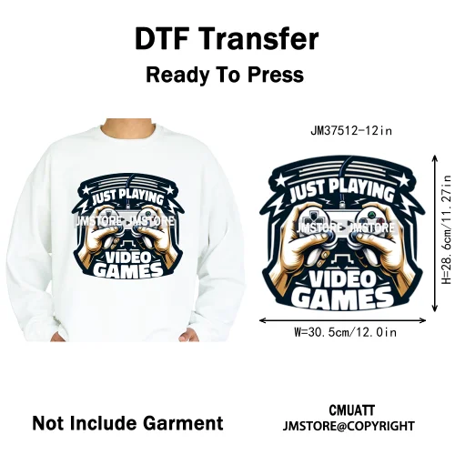12in Graffiti Hip Hop Music Rap King Lover Video Pro Games Iron on Diy DTF Thermal Transfer Stickers Ready to Press for Clothing