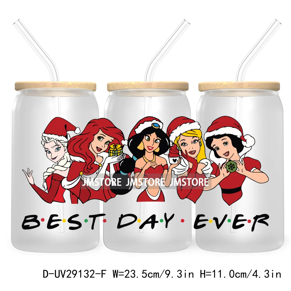 Merry And Bright Santa Baby New Year 16OZ UV Cup Wrap DTF Transfer Stickers For Libbey Glass Cups Tumbler Family Christmas Mommy