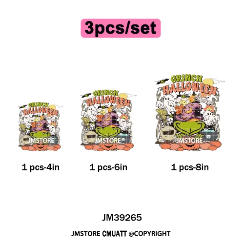 Pumpkin Spice Season Cartoon Horror Nightmare Halloween Vibes Iron on DTF Washable Transfers Stickers Ready to Press for Hoodies