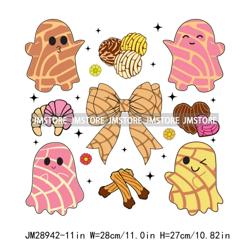 Funny Pan Tasmas Spooky Mexican Ghost Coquette Bow Halloween Concha Iron On DTF Heat Press Transfer Stickers Design For Clothes