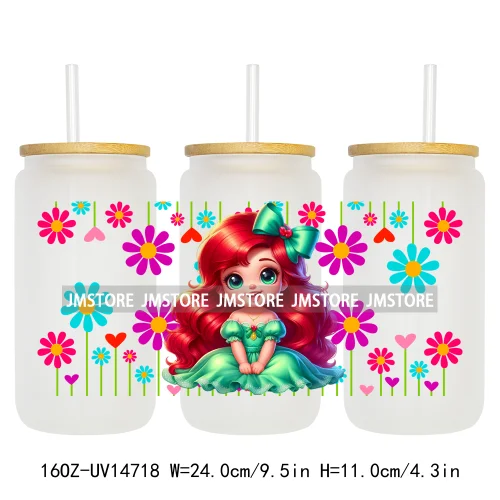 Magical Princess Bow Cartoon Girl 16OZ UV DTF Cup Wraps Ready To Apply Waterproof Transfer Stickers For Libbey Glass Can Tumbler