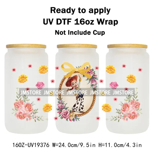 Strawberry Girls Cartoon Magic Mirror UV DTF Transfer Sticker Cup Tumbler Wrap For 16OZ Libbey Glass Wraps Bottle Mug DIY Labels