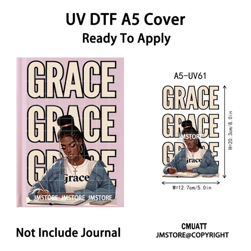 Christian God Pray Afro Girl Alphabet UV DTF Notebook Cover Decals Ready To Apply Durable Transfer Stickers For A5 Journal Cover