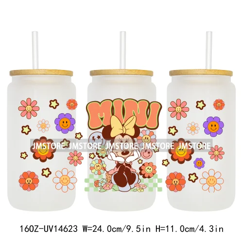 Coquette Mama Mini Cartoon Family 16OZ UV DTF Cup Wraps Ready To Apply Waterproof Transfer Stickers For Libbey Glass Can Tumbler