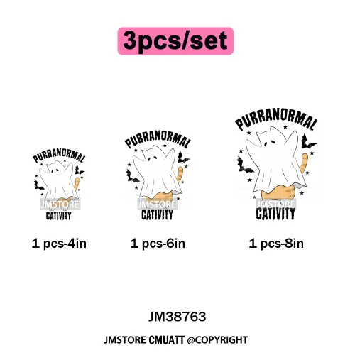 Cute Boos Ghost Pumpkin Halloween Season Thermal Printing Iron on DTF Washable Transfers Stickers Ready to Press for Textile