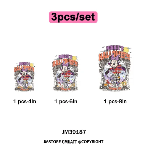 Spooky Season Pumpkin Trick or Treat Cartoon Halloween Iron on DTF Washable Heat Transfers Stickers Ready to Press for Clothing