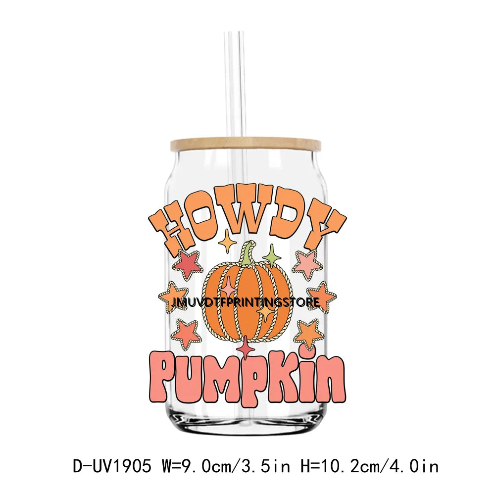 Cozy Pumpkin Sesaon Fall Vibes Leaves UV DTF Transfers Stickers Decals For Libbey Cold Cups Mugs Tumbler Waterproof DIY Craft