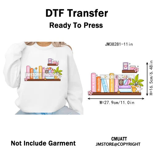 Funny Bookish Things Kindle Girlie TBR Read Books Lover Positive Quotes Iron on DTF Transfer Stickers Ready to Press for Textile