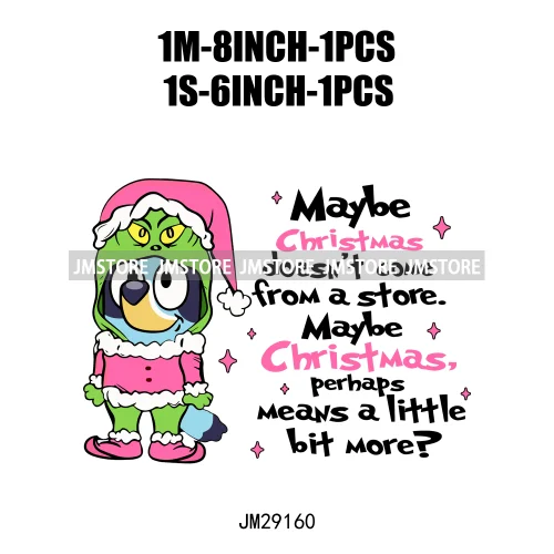 Cute Cartoon Blue Dog Family Character Merry Christmas Vibes Decals Iron On DTF Transfers Stickers Ready To Press For Sweatshirt
