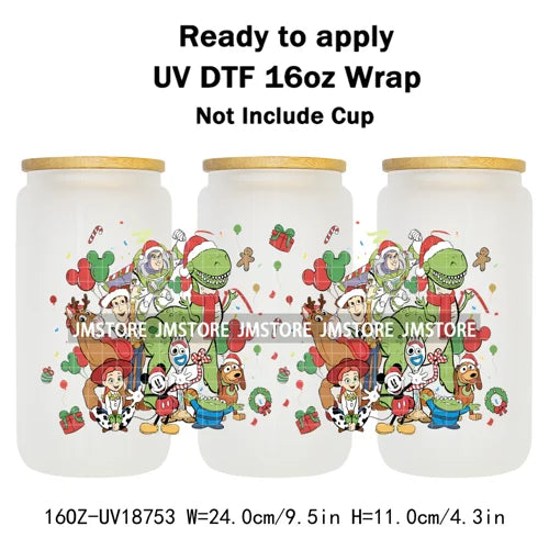 Christmas Crew Cartoon Characters Gingerbread UV DTF Stickers Ready To Apply Cup Wrap Custom Logo DIY Craft For Libbey Can Glass