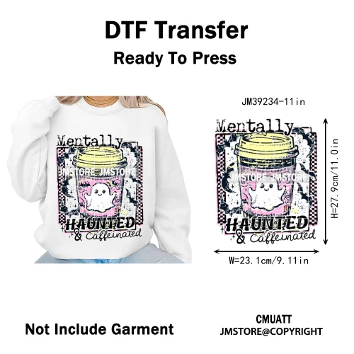 Funny Cute Ghost Preppy Spooky Season Sarcastic Halloween Iron on DTF Washable Transfers Stickers Ready to Press for T-shirts