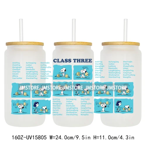 Cartoon Dogs Back To School UV DTF Wraps Transfer Sticker Selfadhesive Waterproof High Quality For 16OZ Libbey Glass Can Tumbler