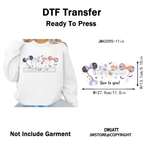 Movie Cartoon Character Coquette Kids Love Girly Halloween Iron on DTF Washable Transfers Stickers Ready to Press for Clothing