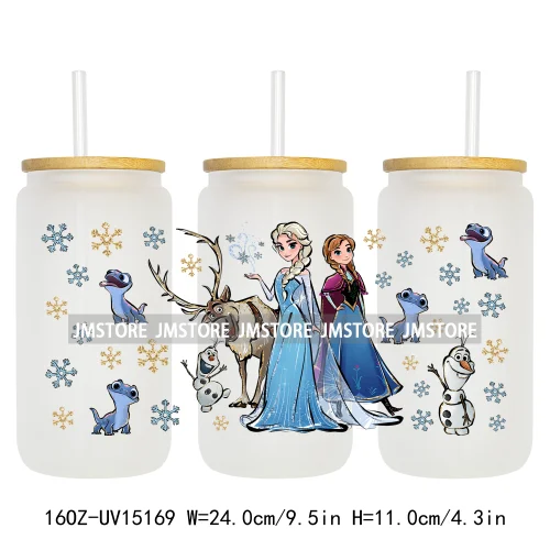 Cartoon Princess Coquette Mermaid 16OZ UV DTF Cup Wraps Ready To Apply Waterproof Transfer Stickers For Libbey Glass Can Tumbler