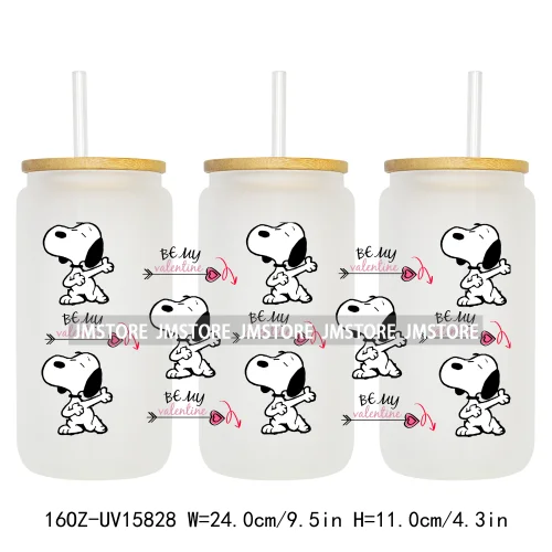 Cartoon Dog Valentine's Day UV DTF Stickers Ready to Transfer Cup Wrap Custom Labels DIY Craft For Libbey Glass Can Mug Tumbler