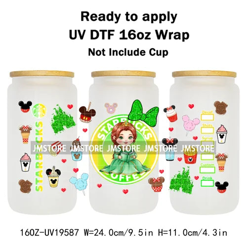 Coquette Bow Baby Toddler Princess UV DTF Cup Wraps Ready To Apply Transfer Stickers For 16OZ Libbey Glass Can Mug Faux Glitter