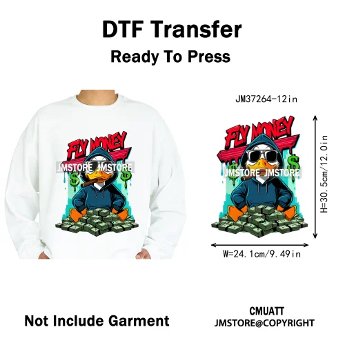 12in Graffiti Streetwear Beasts Cartoon Animals Hip Hop Quotes Iron on DTF Heat Transfers Stickers Ready to Press for Hoodies
