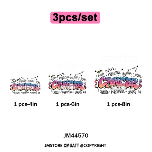 Zodiac Signs Graffiti Astrology Horoscopes Constellation  Iron on Washable DTF Transfer Sticker Ready to Press for T-shirts Bags