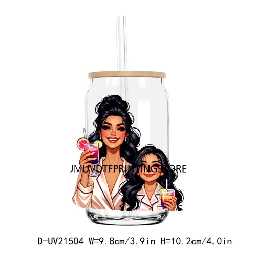 Latina Mama And Daughter UV DTF Transfers Stickers Decals For Libbey Cold Cups Mugs Tumbler Waterproof DIY Logo Mother's Day