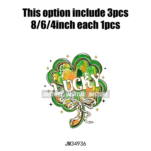 Feeling Lucky Vibes Coquette Shamrock Irish St Patrick's Day Iron On DTF Heat Transfers Stickers Ready To Press For T-shirts Bags