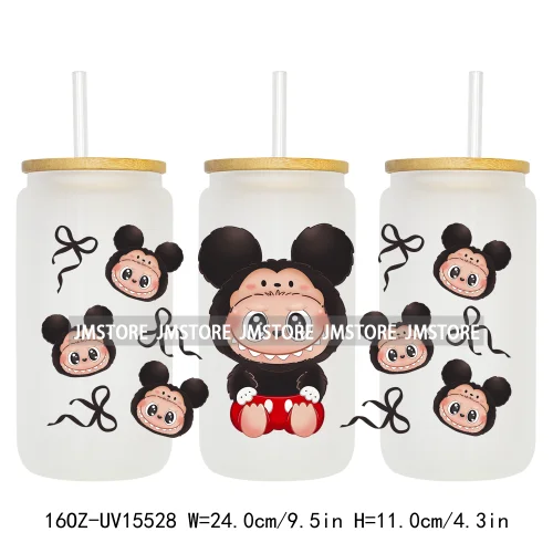 Coquette Bow Kids Cartoon Doll Characters UV DTF Cup Wraps Ready To Apply Waterproof Transfer Stickers For 16OZ Libbey Glass Can
