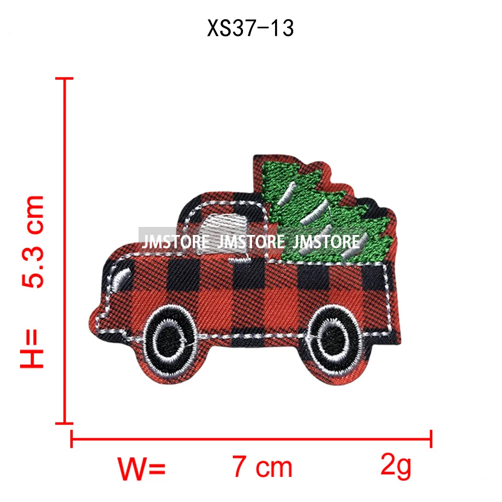 Red Checkered Christmas Icons Cozy Winter Season Lover Festive Decoration Embroidery Appliques Iron on Patches for Clothes Bags