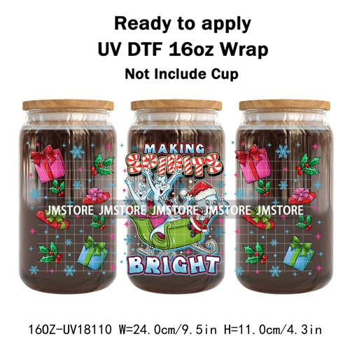 Christmas Cartoon Holiday Movie Friends UV DTF Cup Wrap Ready To Apply Transfer Stickers 16OZ Tumbler Wraps For Libbey Glass Can