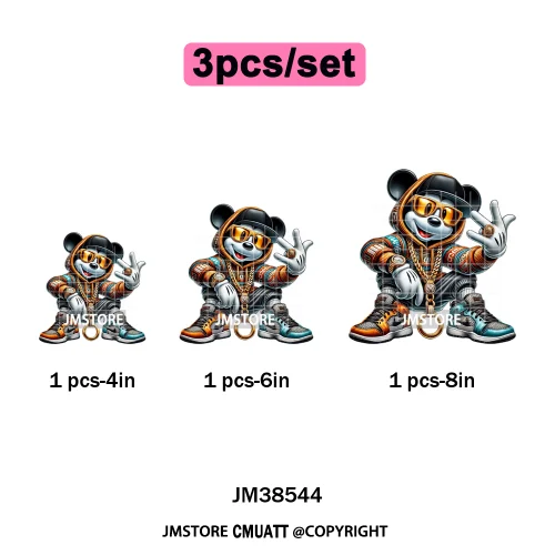 Cool Hip Hop Cartoon Animal Characters Streetwear Thug Life Iron on DTF Washable Transfers Stickers Ready to Press for Clothes