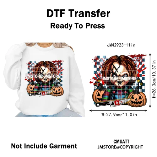 Horror Characters Halloween Spooky Cartoon Friends Scary Pumpkin Iron on DTF Transfers Stickers Ready to Press for Sweatshirts